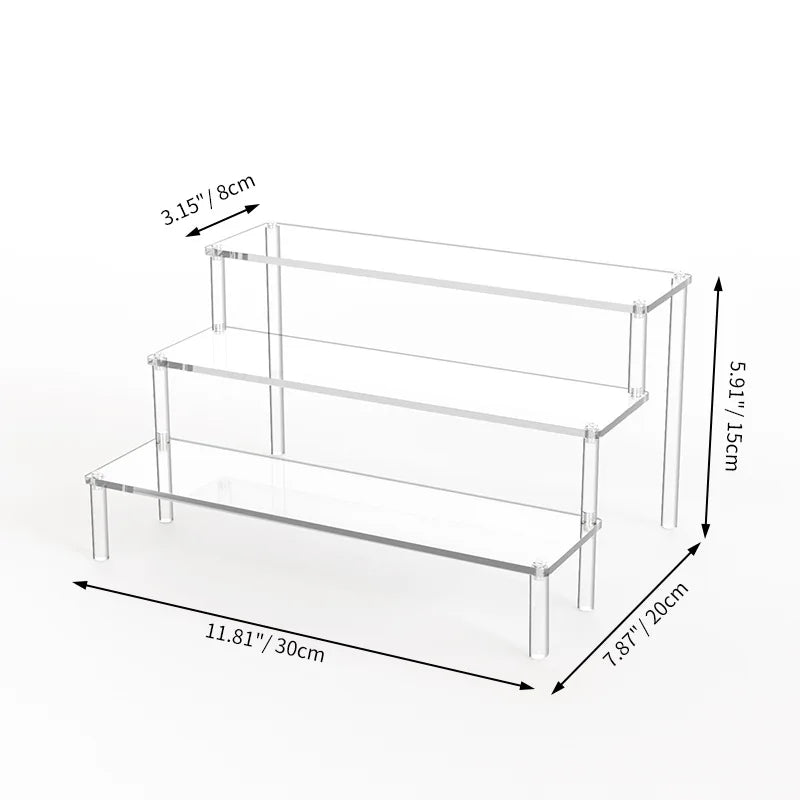 1-4Layer Acrylic Display Stand Durable Display Rack for Cupcake Perfume Doll Transparent Trapezoidal Blind Box Storage Shelf