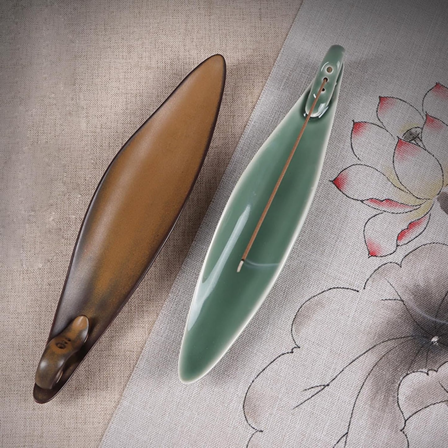 9" Length Incense Stick Holder with 3 Holes, White Porcelain Incense Tray Ash Ca