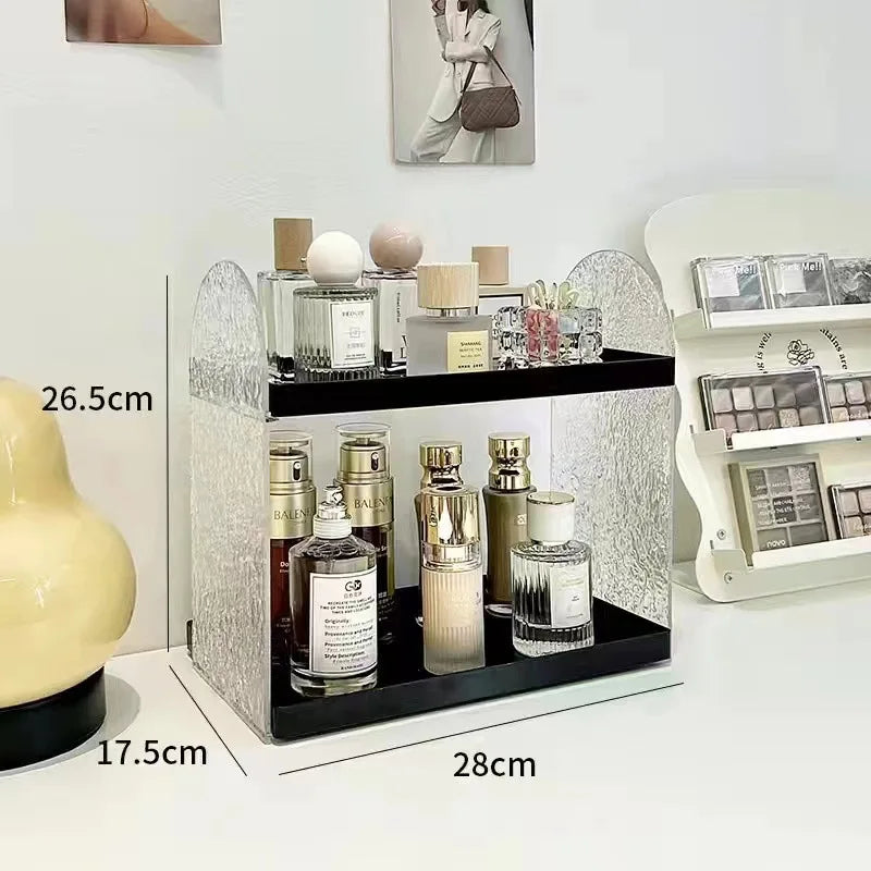 Makeup Organizer Acrylic Holder Double Layers Lipstick Holder Clear Skincare Cosmetic Storage Box Desktop Display Rack Decor