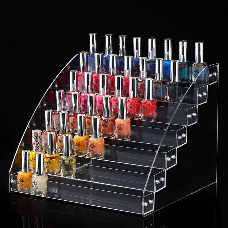 Acrylic Display Rack Nail Polish Storage Box Transparent Ladder Perfume Stand Holder Makeup Organizer Toy Shelf Desktop Shelf