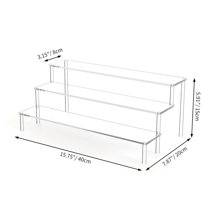 1-4Layer Acrylic Display Stand Durable Display Rack for Cupcake Perfume Doll Transparent Trapezoidal Blind Box Storage Shelf