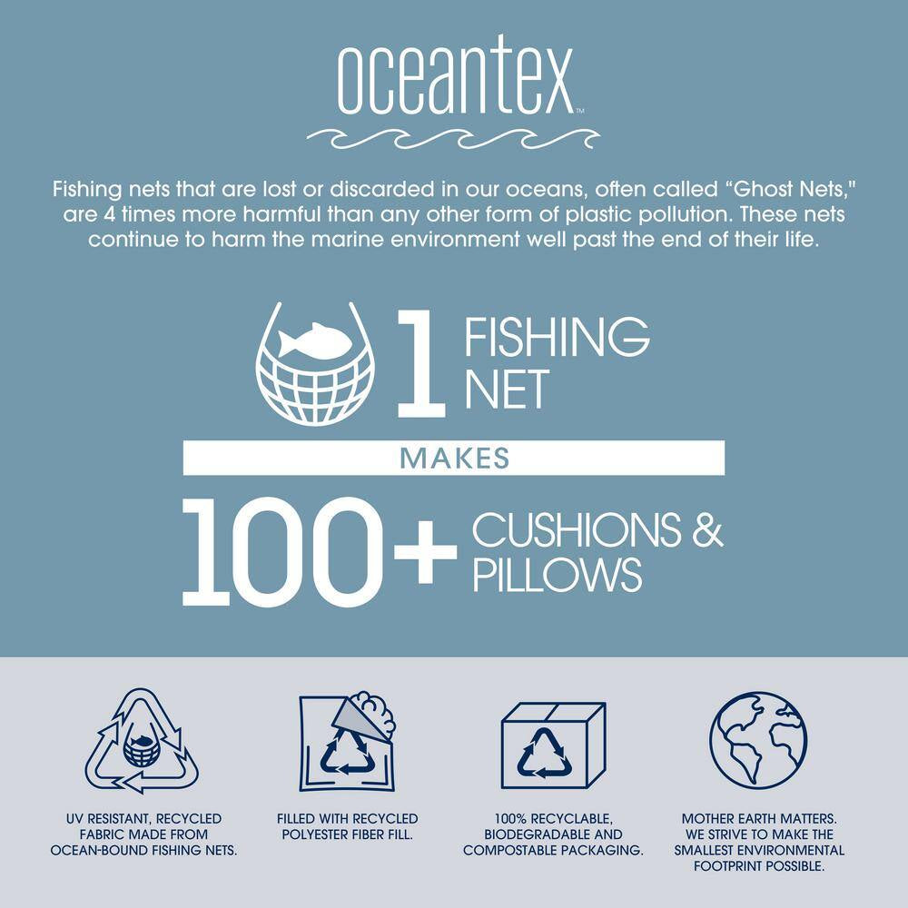 Oceantex 21 In. X 21 In. Nautical Red Square Outdoor Seat Cushion