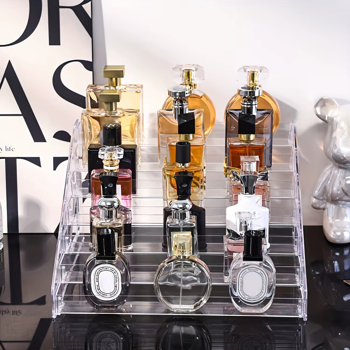 1Pc Acrylic Multilayer Ladder Transparent Perfume Display Shelf Cosmetics Store Display Shelf Is Suitable for Lipstick Organizer