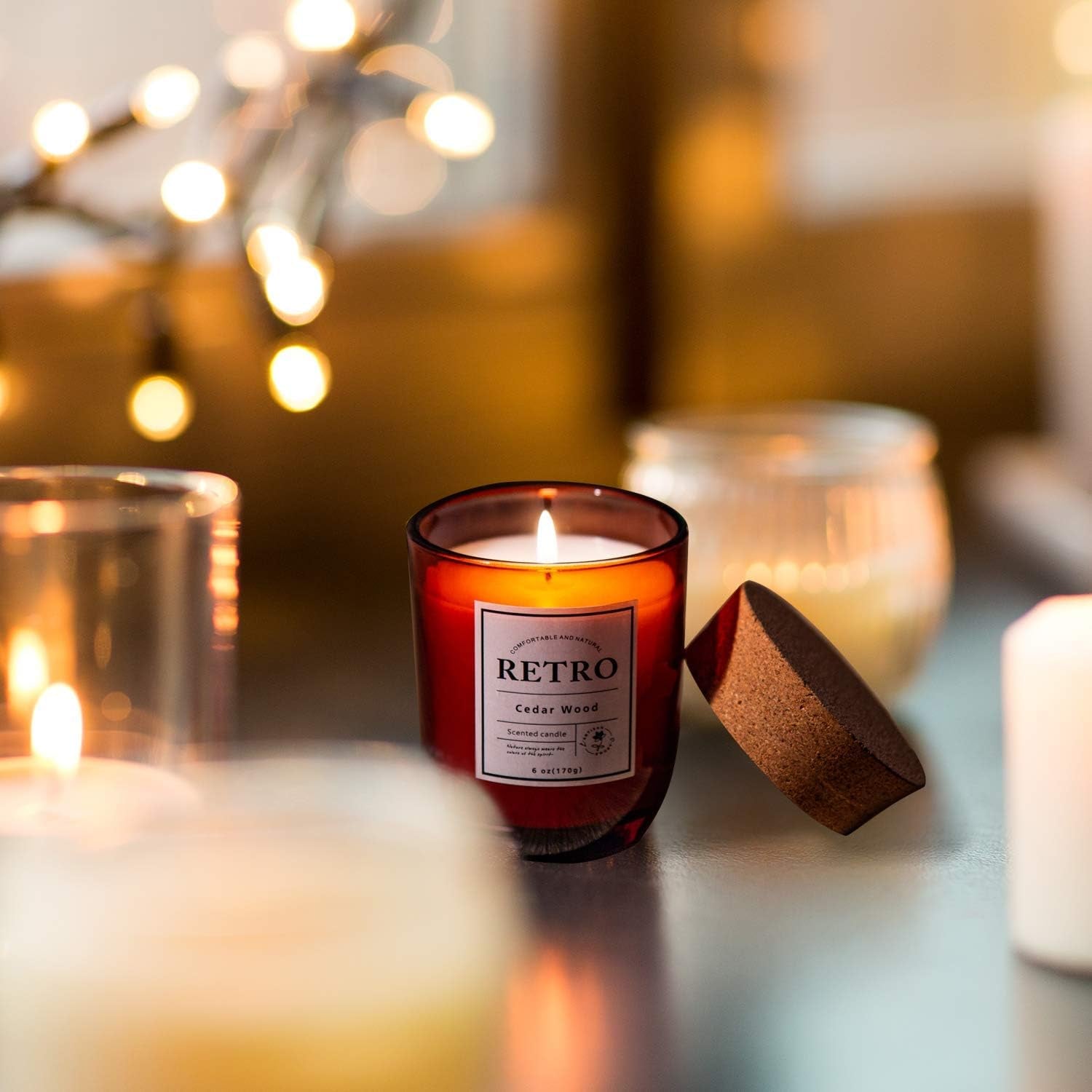 Scented Candles Cedar Wood Aromatherapy Candles for Home Scented 6 Oz Natural Jar Stress Relief Candles Gift for Women Home Decoration Meditation Spa Yoga Birthday Bath Office