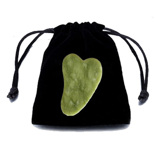 Natural Gua Sha Jade Stone for Face Guasha Massage Tools Body Acupuncture Stick Beauty Gouache Scraper with Black Velvet Bag