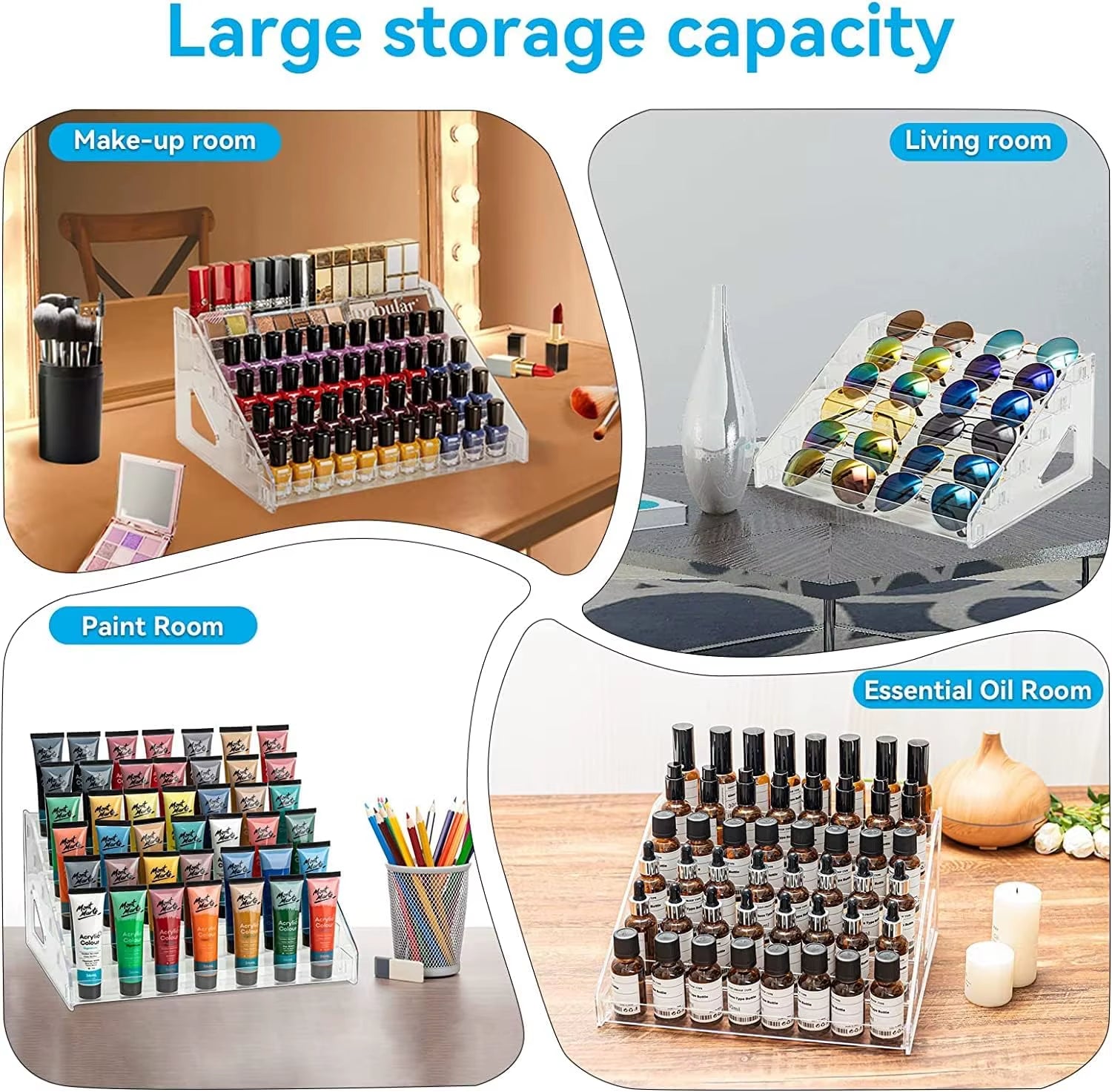 Transparent Storage Box Makeup Organizer Cosmetic Display Case Jewelry Hairpin Organizer Desktop Holder Clear Makeup Organizers
