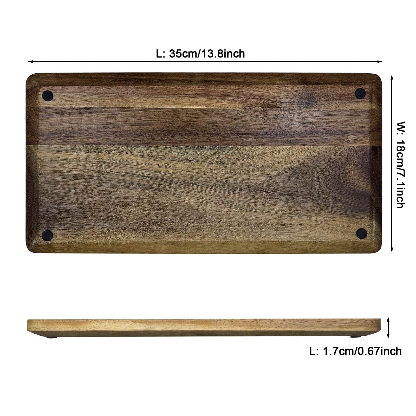 Solid Acacia Wood Serving Trays (14X7 Inches) Rectangular Wooden Platters