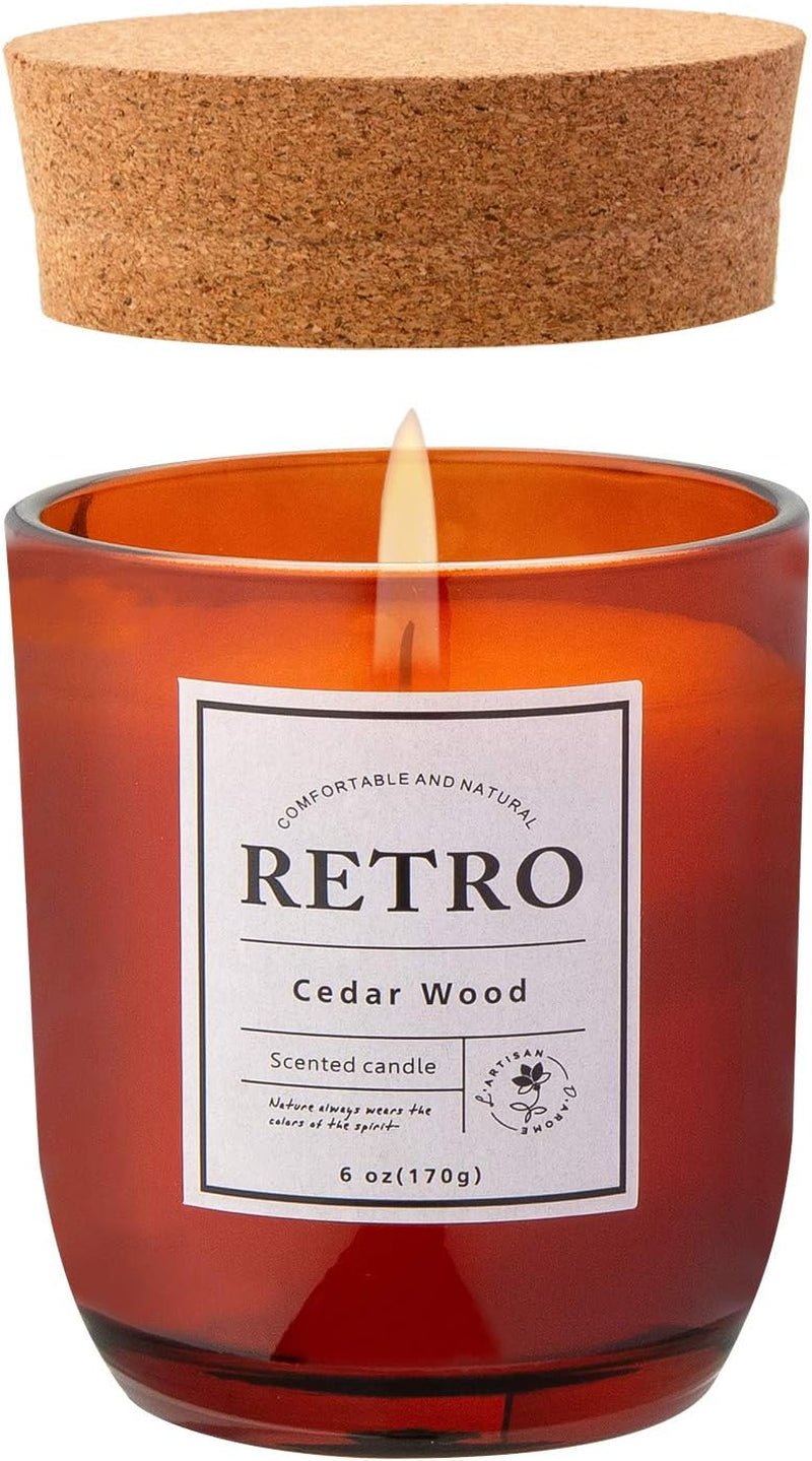 Scented Candles Cedar Wood Aromatherapy Candles for Home Scented 6 Oz Natural Jar Stress Relief Candles Gift for Women Home Decoration Meditation Spa Yoga Birthday Bath Office