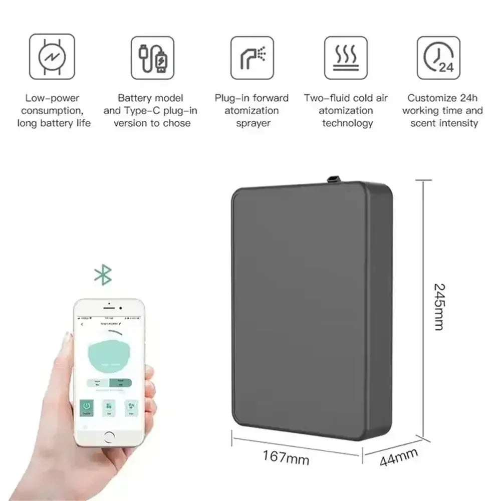 Bluetooth Smart Essential Oil Diffuser Professional Aroma Diffuser 500M³ Wall Mounted Scent Machine Electric Smell for Home