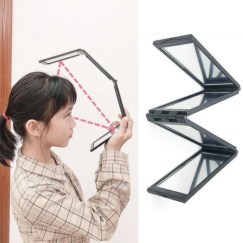 4 Way Mirror 360 Degree Handheld Desktop Portable Foldable Makeup Mirror for Self Hair Cutting Makeup Mirror Beauty Tool