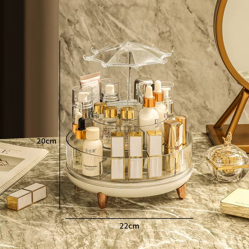 New Transparent Makeup Organizers with 360 Degree Rotation Storage Shelf Cosmetic Storage Box Bathroom Organizer Home Storage