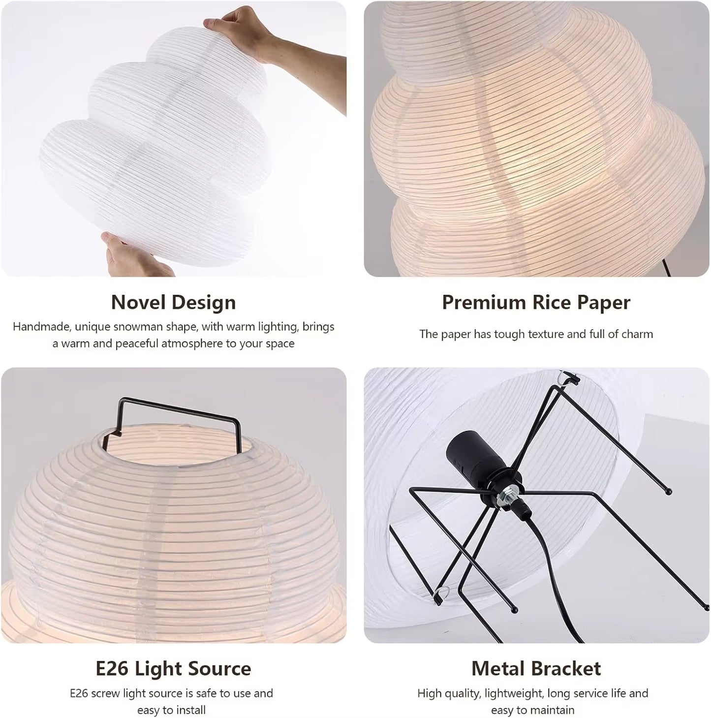 Noguchi Style Akari Floor Lamp, Rice Paper Lantern, Cloud, Japanese Floor Lamp