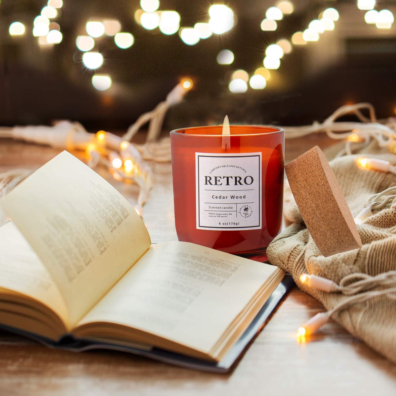 Scented Candles Cedar Wood Aromatherapy Candles for Home Scented 6 Oz Natural Jar Stress Relief Candles Gift for Women Home Decoration Meditation Spa Yoga Birthday Bath Office