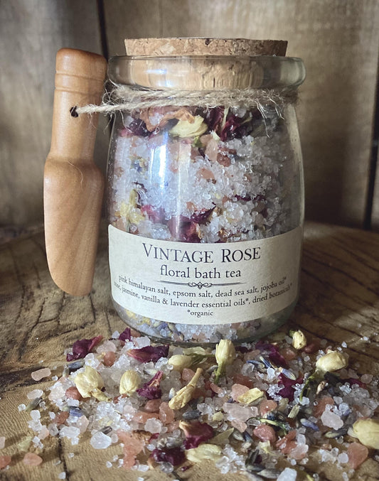 Organic Vintage Rose Bath Salts – Natural Aromatherapy Soak Gift for Her