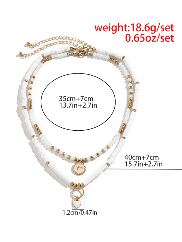 Bohemian Retro Temperament Soft Clay Necklace Ethnic Style Simple Love Crystal Necklace