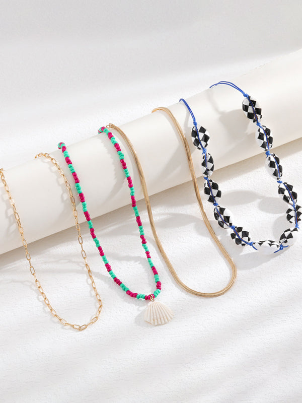 New Shell Detachable Stacked Beaded Necklace