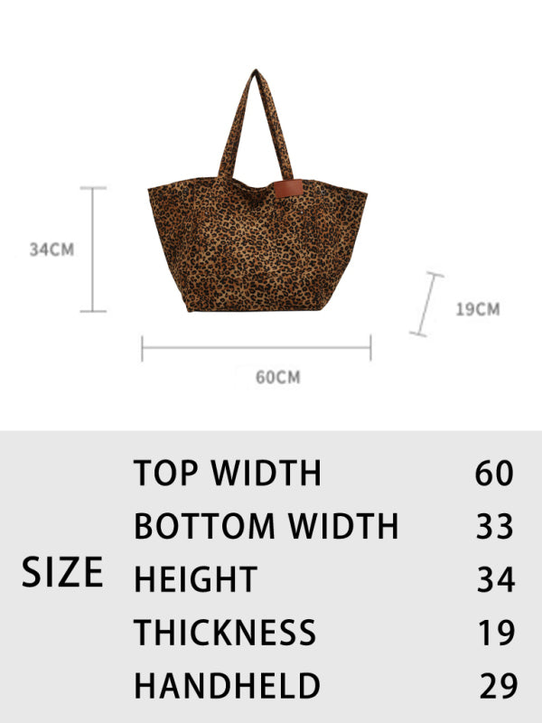 New Leopard Print Canvas Tote Large Capacity Portable Commuter Bag