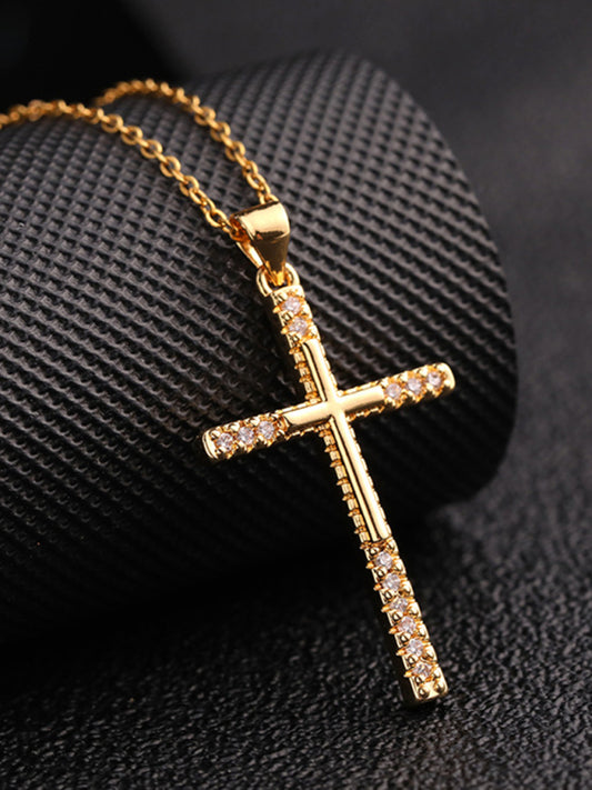 Fashionable and Personalized Hip-hop Electroplated Micropaved Zirconia Cross Pendant Necklace