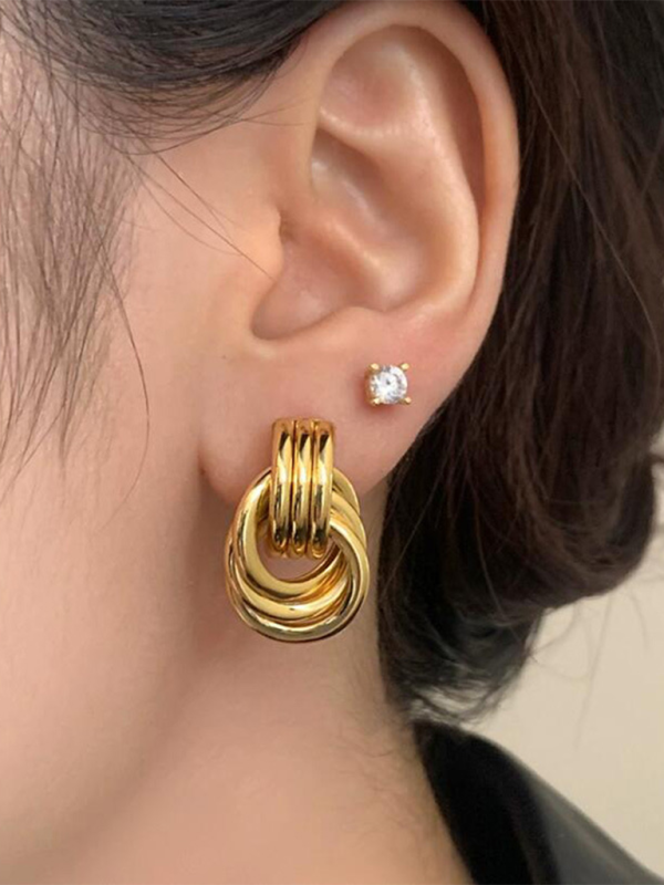 Geometric Multi-Layer Hoop Earrings New Style Women's Fashion Versatile Accessories