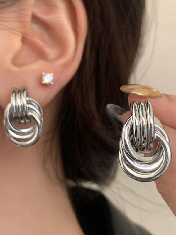 Geometric Multi-Layer Hoop Earrings New Style Women's Fashion Versatile Accessories