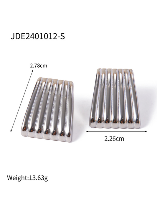 Striped Trapezoidal Earrings With Special Lines