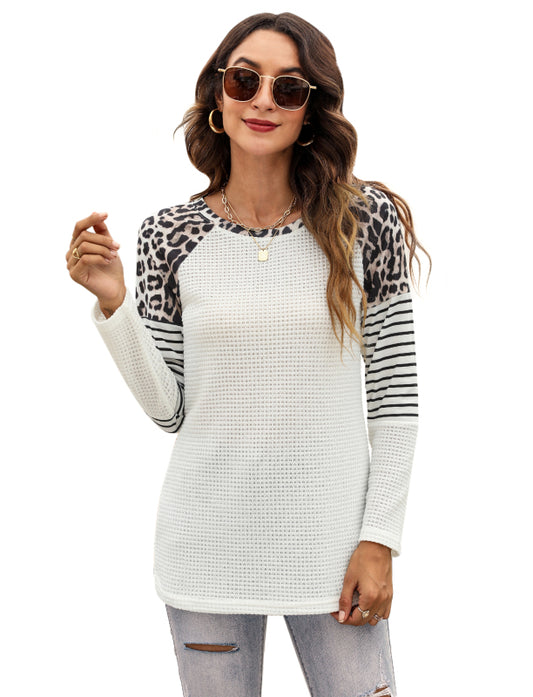 Nicole Women's Fashion Casual Waffle Panel Top