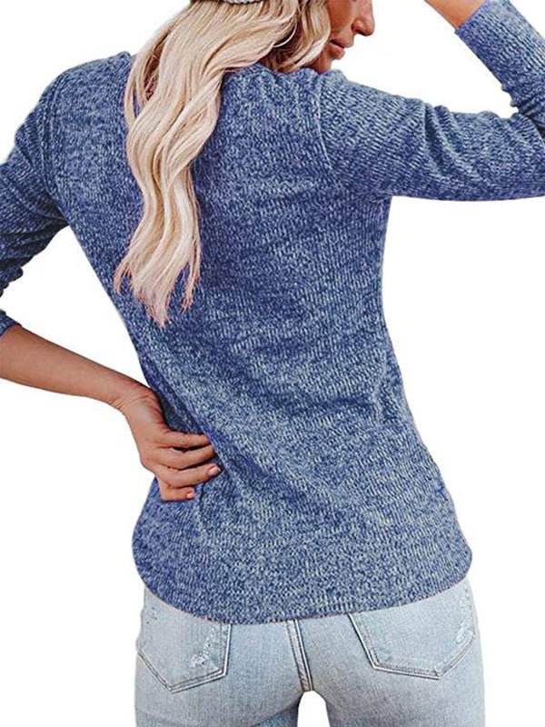 Micaela Women's Long Sleeve Henley Shirts V Neck Down Tops