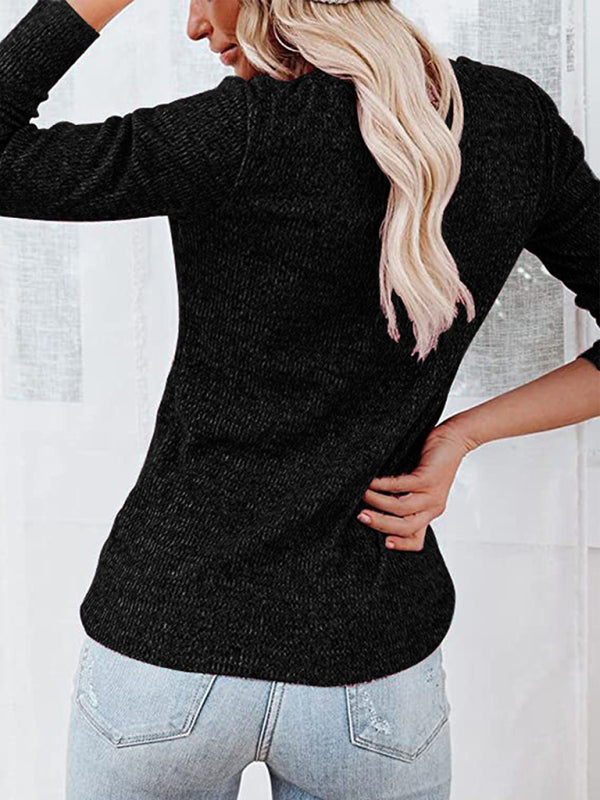Micaela Women's Long Sleeve Henley Shirts V Neck Down Tops