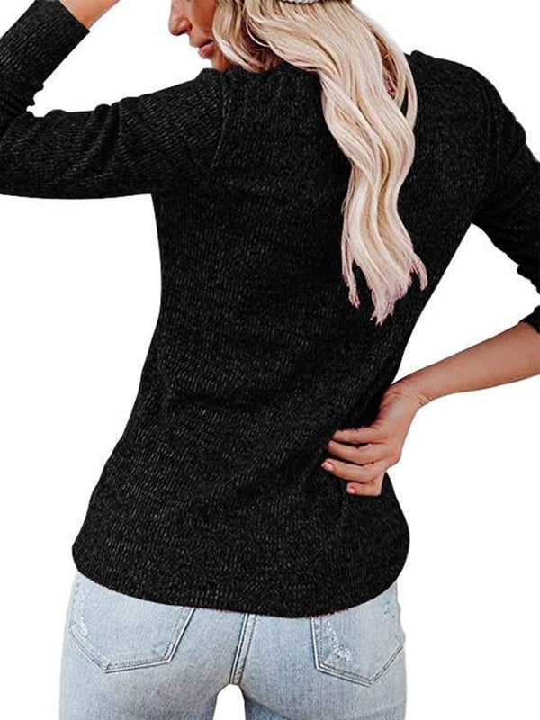 Micaela Women's Long Sleeve Henley Shirts V Neck Down Tops
