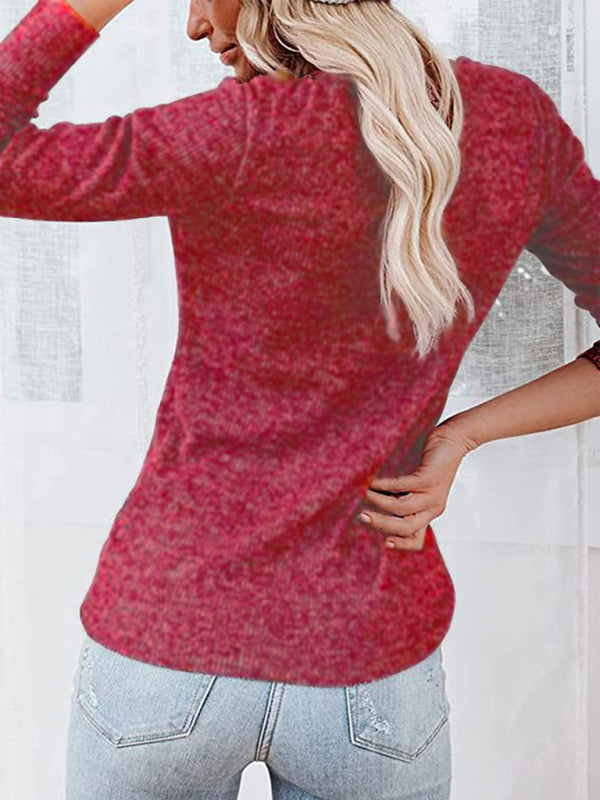 Micaela Women's Long Sleeve Henley Shirts V Neck Down Tops