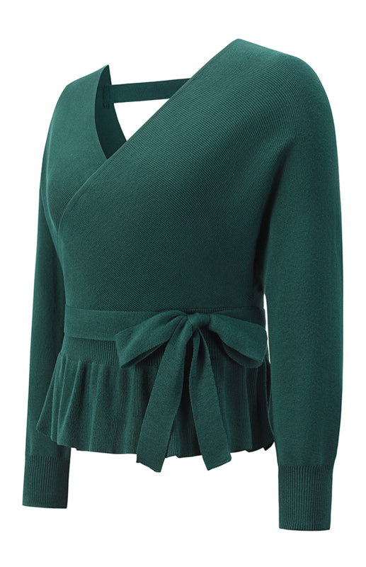 Leighton Women's Fashion Casual Mock Wrap Knit Sweater
