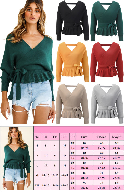 Leighton Women's Fashion Casual Mock Wrap Knit Sweater