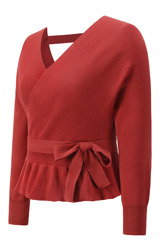 Leighton Women's Fashion Casual Mock Wrap Knit Sweater