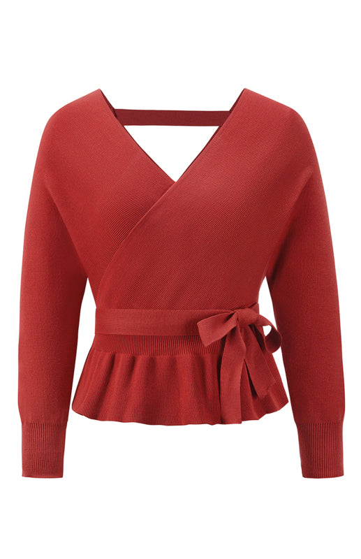 Leighton Women's Fashion Casual Mock Wrap Knit Sweater