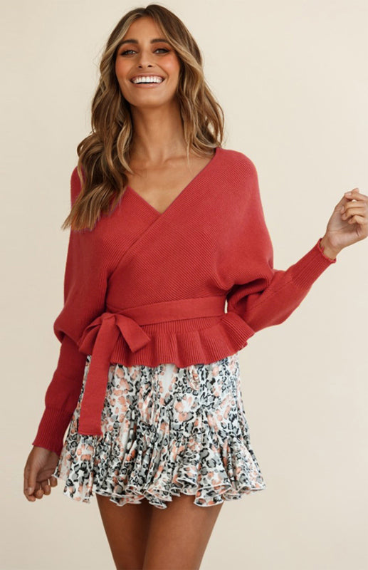 Leighton Women's Fashion Casual Mock Wrap Knit Sweater