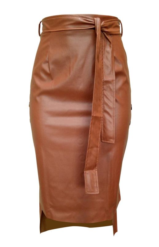 Izabella Ladies Casual Fashion Slit Mid Length Slim Skirt