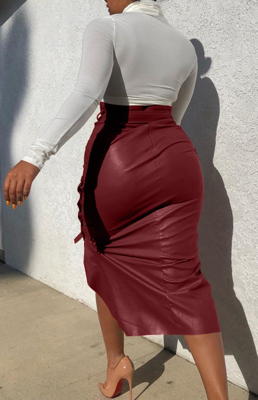 Izabella Ladies Casual Fashion Slit Mid Length Slim Skirt