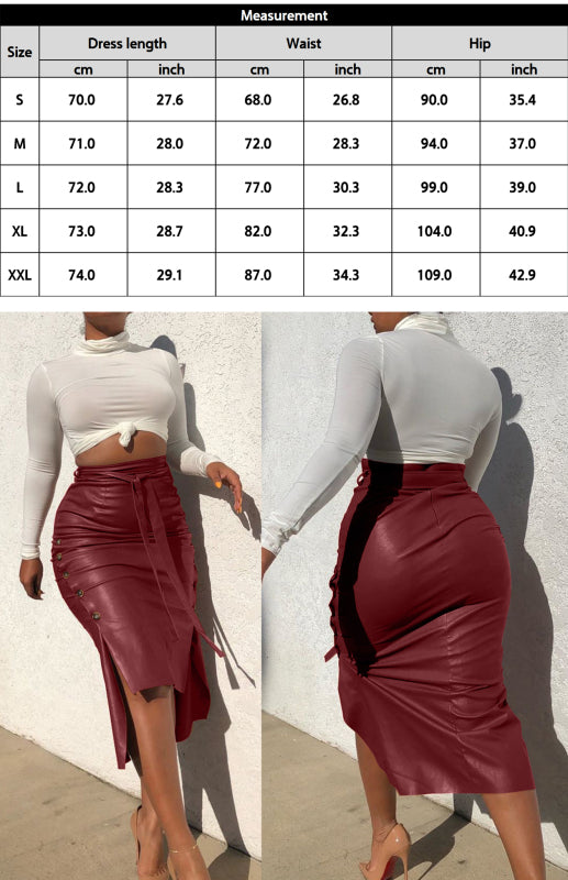 Izabella Ladies Casual Fashion Slit Mid Length Slim Skirt