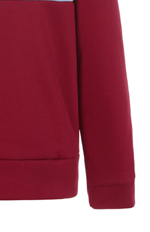 Meaghan Double Zipper Color Block Hooded Long-Sleeved Plus Velvet Sweatshirt