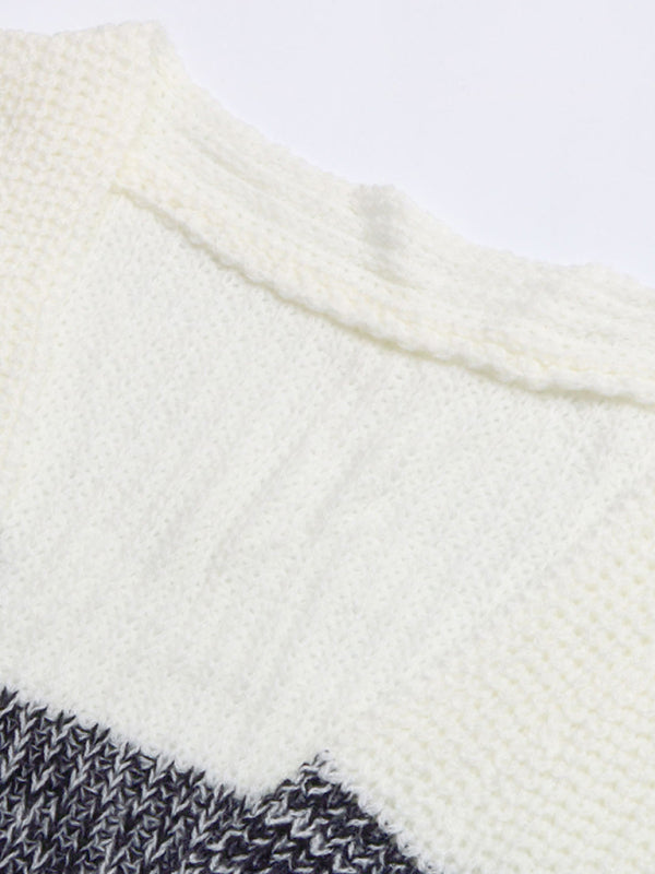 Ashleigh Women's Black And White Contrast Sweater Cardigan