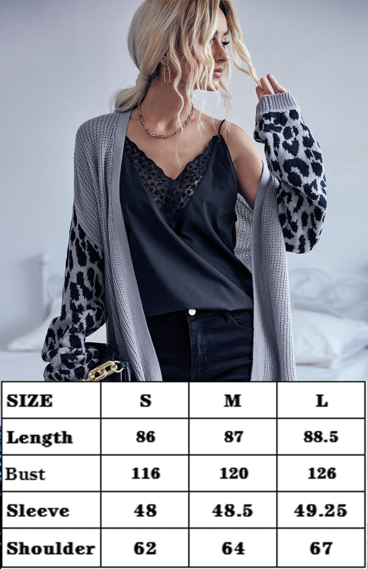 Aria Women's Knit Leopard Cardigan Sweater Jacket