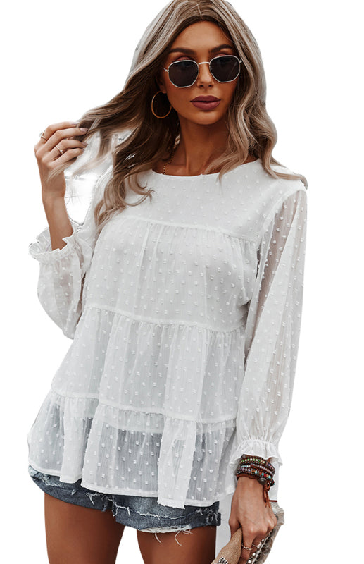 Darice Ladies Casual Round Neck Jacquard Top