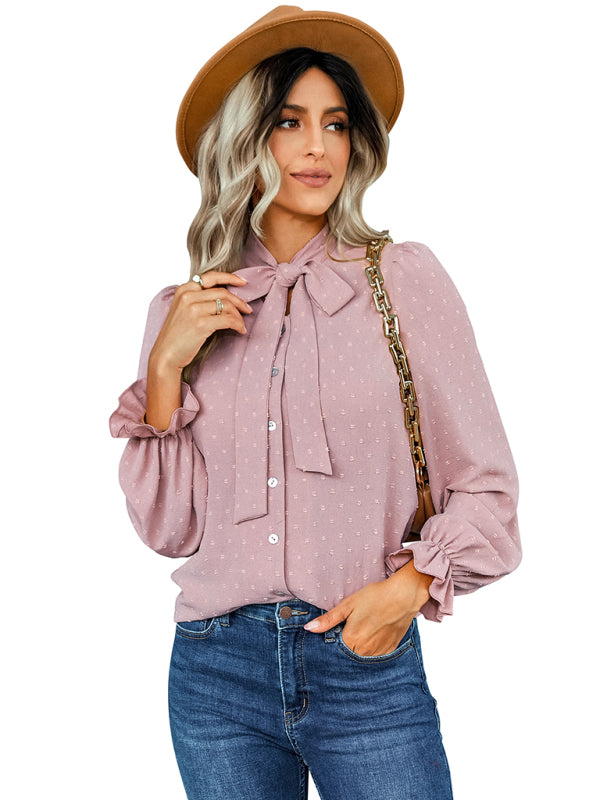 Cecily Women's Bow Tie Temperament Slim Professional Shirt Top