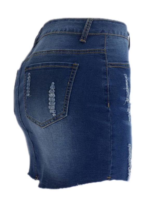 Avah Women's Ripped Loose And Slim Denim Skirt