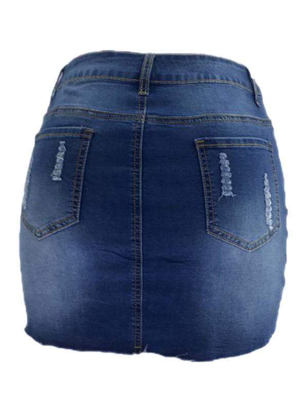 Avah Women's Ripped Loose And Slim Denim Skirt