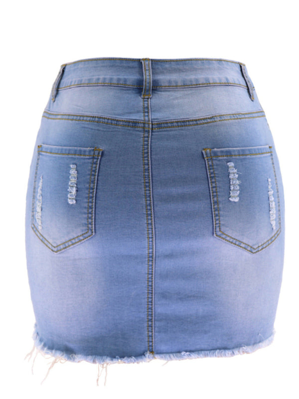 Avah Women's Ripped Loose And Slim Denim Skirt