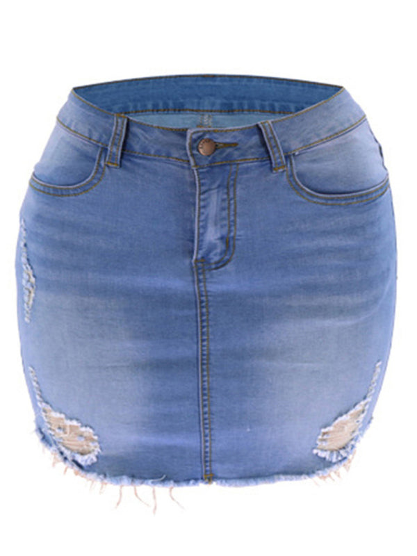 Avah Women's Ripped Loose And Slim Denim Skirt