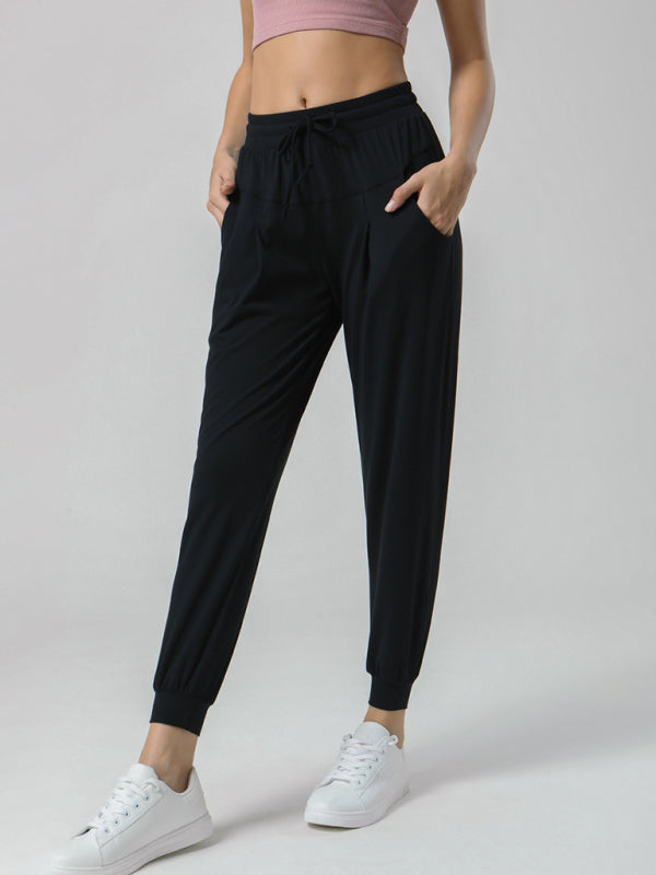 Magdalena Drawstring Waist Sports Stretch Trousers Nude Sweatpants