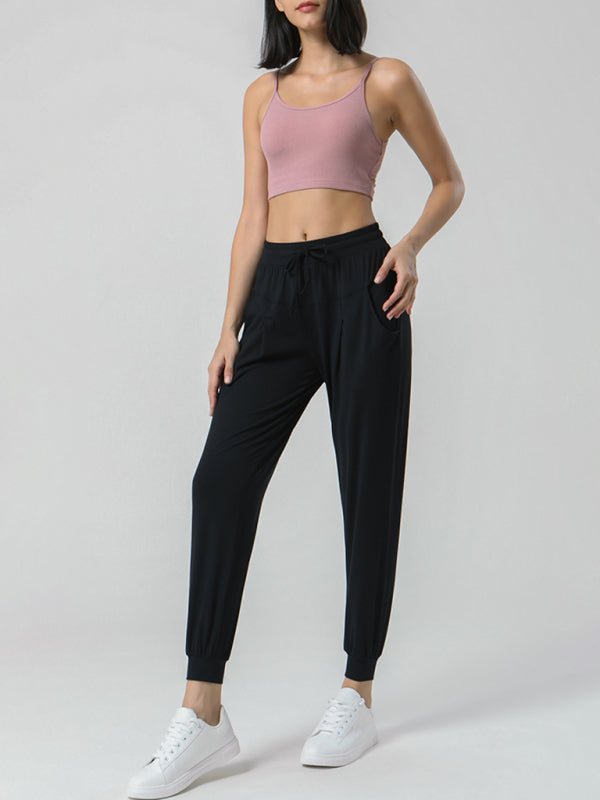 Magdalena Drawstring Waist Sports Stretch Trousers Nude Sweatpants