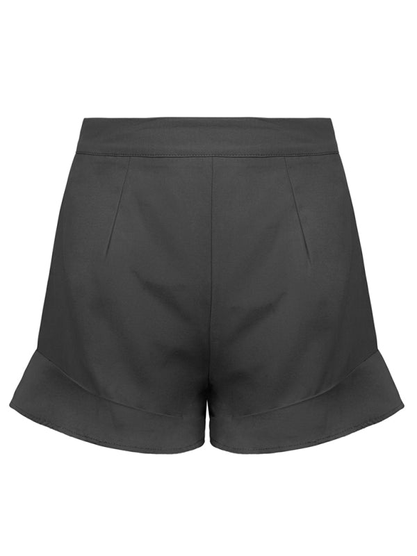 Genevieve Women's Lotus Leaf Edge Loose Casual Shorts